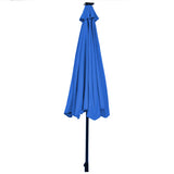 10' Solar LED Lighted Patio Market Umbrella Shade Tilt Adjustment Crank-Blue