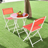 3 Pieces Patio Folding Bistro Set for Balcony or Outdoor Space-Red