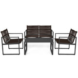 4 Pieces Patio Furniture Conversation Set with Sofa Loveseat