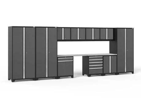 Pro Series 12 Piece Cabinet Set with Lockers, Tool Drawer Cabinet, and 56 In. Worktop