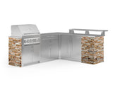 Outdoor Kitchen Signature Series 8 Piece L Shape Cabinet Set with 2 Door, Bar, Platinum Grill and Grill Cabinet