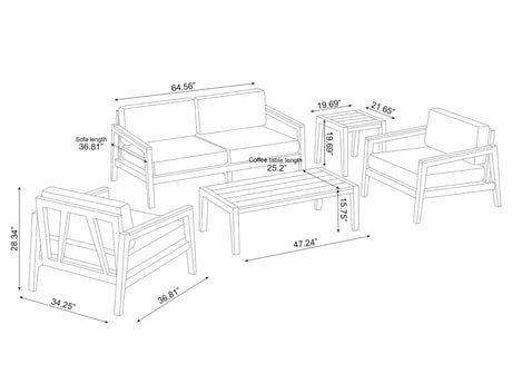 Lakeside 4 Seater Chat Set with Coffee Table and Side Table