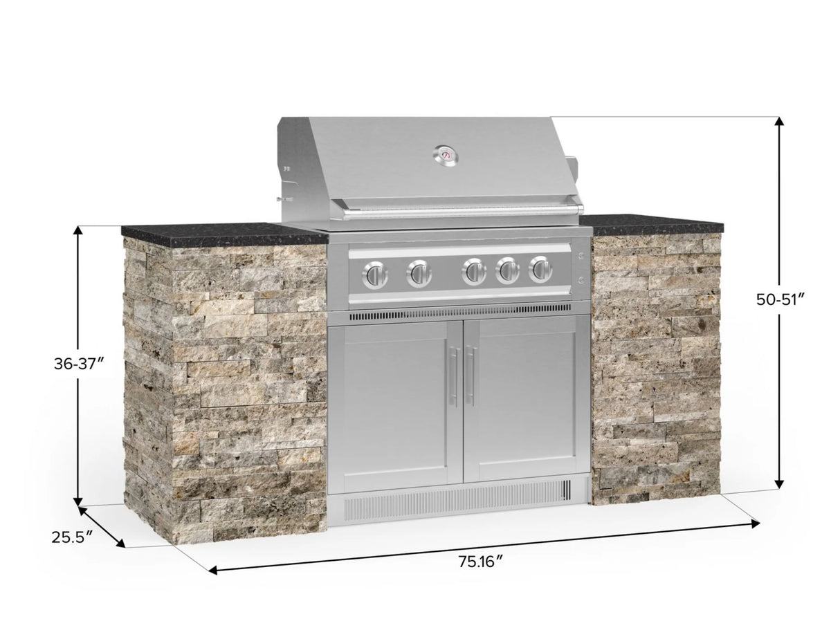 Outdoor Kitchen Signature Series 6 Piece Cabinet Set with Platinum Grill and Grill Cabinet