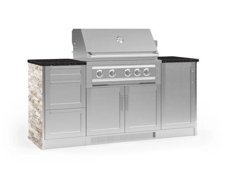 Outdoor Kitchen Signature Series 6 Piece Cabinet Set with Platinum Grill, 3 Drawer, 1 Door and Grill Cabinet