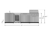 Outdoor Kitchen Stainless Steel 6 Piece Cabinet Set with Sink, Bar, Grill Cabinet, Performance Grill, Countertop and Glass Door Fridge