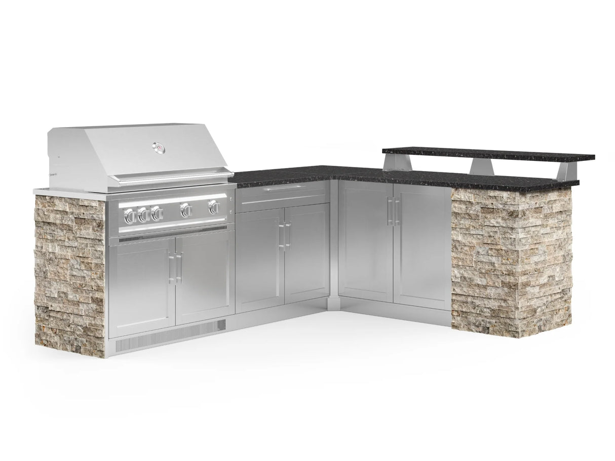 Outdoor Kitchen Signature Series 8 Piece L Shape Cabinet Set with 2 Door, Bar, Platinum Grill and Grill Cabinet