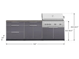 Outdoor Kitchen Aluminum 5 Piece Cabinet Set with 3 Drawer, Bar, Grill Cabinet, Platinum Grill and Countertop