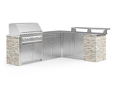 Outdoor Kitchen Signature Series 8 Piece L Shape Cabinet Set with 2 Door, Bar, Platinum Grill and Grill Cabinet