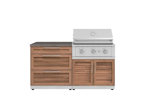 Outdoor Kitchen Stainless-Steel 4 Piece Cabinet Set with 3 Drawer, Grill Cabinet, Performance Grill, and Countertop