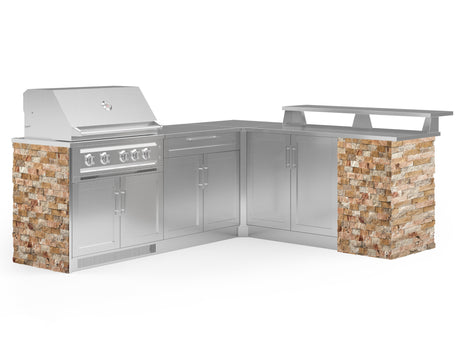 Outdoor Kitchen Signature Series 8 Piece L Shape Cabinet Set with 2 Door, Bar, Platinum Grill and Grill Cabinet