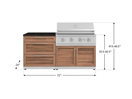 Outdoor Kitchen Stainless-Steel 4 Piece Cabinet Set with 3 Drawer, Grill Cabinet, Performance Grill, and Countertop