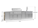 Outdoor Kitchen Signature Series 10 Piece Cabinet Set with 1 Door, Dual Side Burner, 3 Drawer, Sink, Grill and Grill Cabinet