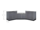 Outdoor Kitchen Aluminum 5 Piece Cabinet Set with 2-Door, Bar, Grill and Corner Cabinets