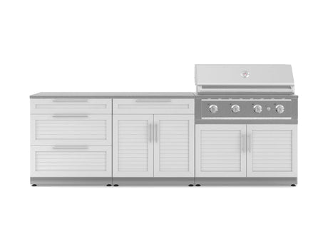 Outdoor Kitchen Stainless-Steel 5 Piece Cabinet Set with 3-Drawer, Bar, Grill Cabinet, Performance Grill and Countertop