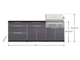 Outdoor Kitchen Aluminum 5 Piece Cabinet Set with 3 Drawer, Bar, Grill Cabinet, Platinum Grill and Countertop