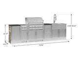 Outdoor Kitchen Signature Series 10 Piece Cabinet Set with 1 Door, Dual Side Burner, 3 Drawer, Sink, Grill and Grill Cabinet