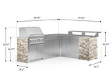 Outdoor Kitchen Signature Series 8 Piece L Shape Cabinet Set with 2 Door, Bar, Platinum Grill and Grill Cabinet