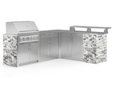 Outdoor Kitchen Signature Series 8 Piece L Shape Cabinet Set with 2 Door, Bar, Platinum Grill and Grill Cabinet