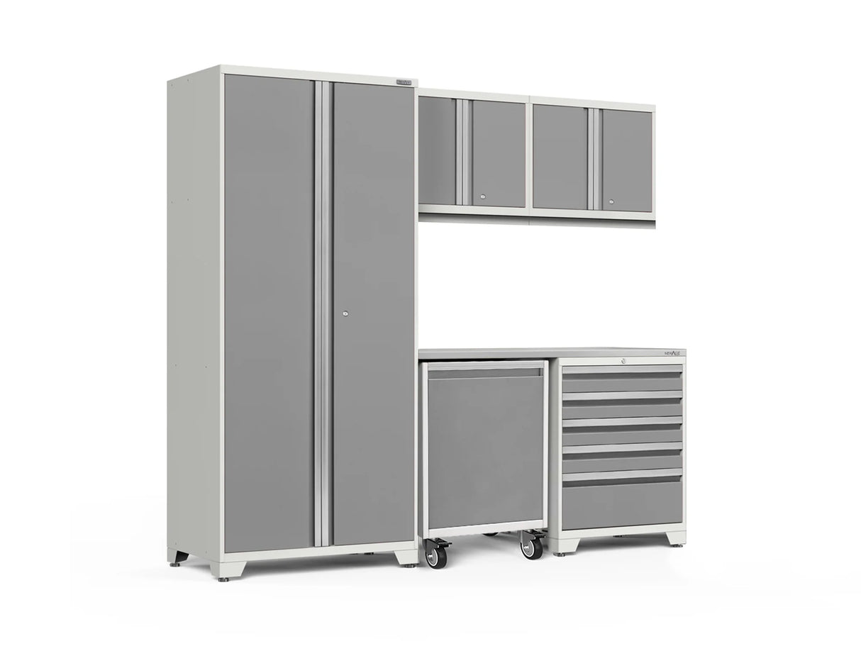 Pro Series 6 Piece Cabinet Set with Tool Drawer, Wall Cabinet, Locker and Utility Cart