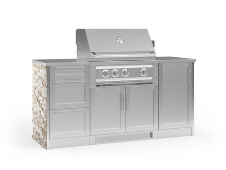 Outdoor Kitchen Signature Series 6 Piece Cabinet Set with Platinum Grill, 3 Drawer, 1 Door and Grill Cabinet