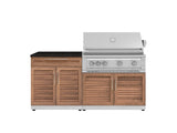 Outdoor Kitchen Stainless-Steel 4 Piece Cabinet Set with Bar, Grill Cabinet, Platinum Grill, and Countertop