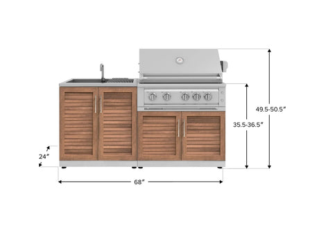 Outdoor Kitchen Stainless Steel 3 Piece Cabinet Set with Sink, Grill Cabinet and Platinum Grill