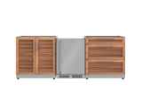 Outdoor Kitchen Stainless Steel 3 Piece Cabinet Set with 3-Drawer, 2-Door Cabinet and Fridge