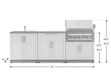 Outdoor Kitchen Stainless-Steel 5 Piece Cabinet Set with Bar, Sink, Grill Cabinet, Platinum Grill, and Countertop