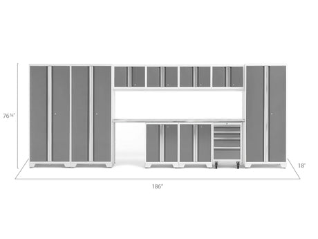Bold Series 12 Piece Cabinet Set with Tool, Base, Wall Cabinets and 3 Lockers