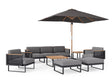 Monterey 7 Seater Chat Set with Coffee Table, Side Table and Umbrella