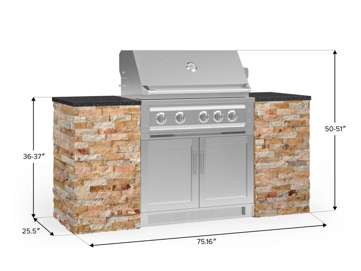 Outdoor Kitchen Signature Series 6 Piece Cabinet Set with Platinum Grill and Grill Cabinet