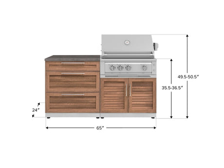 Outdoor Kitchen Stainless-Steel 4 Piece Cabinet Set with 3 Drawer, Grill Cabinet, Platinum Grill, and Countertop