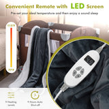 Electric Heated Blanket Throw Reversible Flannel and Sherpa Blanket-Gray