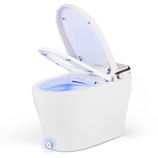 Elongated Smart Bidet Toilet Heated Seat Sensor Auto-White