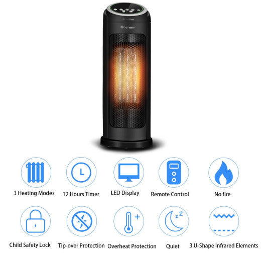 1500 W LED Portable Oscillating PTC Ceramic Space Heater