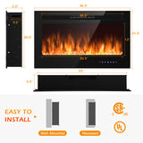 36 Inch Electric Fireplace Insert Wall Mounted with Timer