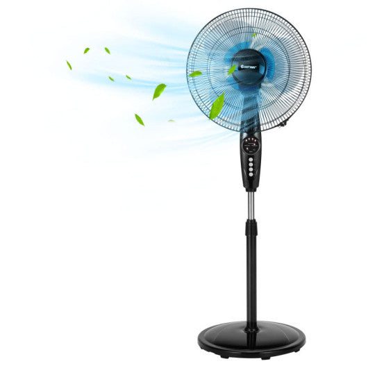 16 Inches Adjustable Height Fan with Quiet Oscillating Stand for Home and Office