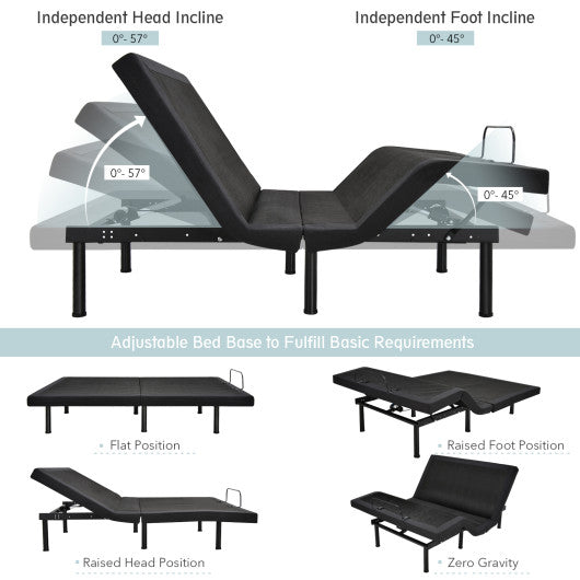 Adjustable Electric Bed Frame with Massage Remote Control