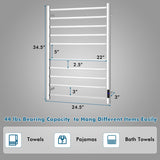 10 Bar Towel Warmer Wall Mounted Electric Heated Towel Rack with Built-in Timer-Silver