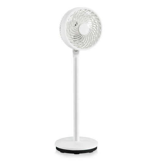 9 Inch Portable Oscillating Pedestal Floor Fan with Adjustable Heights and Speeds-White