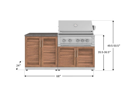 Outdoor Kitchen Stainless Steel 4 Piece Cabinet Set with 2 Door, Grill Cabinet, Platinum Grill and Countertop