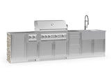 Outdoor Kitchen Signature Series 10 Piece Cabinet Set with 1 Door, Dual Side Burner, 3 Drawer, Sink, Grill and Grill Cabinet