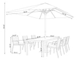 Monterey 6 Seater Dining Set with 96 In. Table with Umbrella