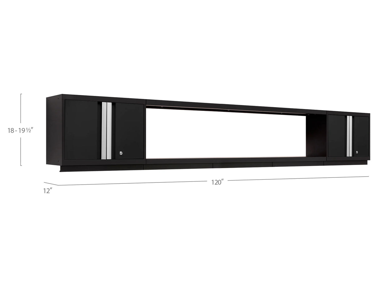 Bold Series 3 Piece Cabinet Set with Wall Cabinets and 72 In. Display Shelf