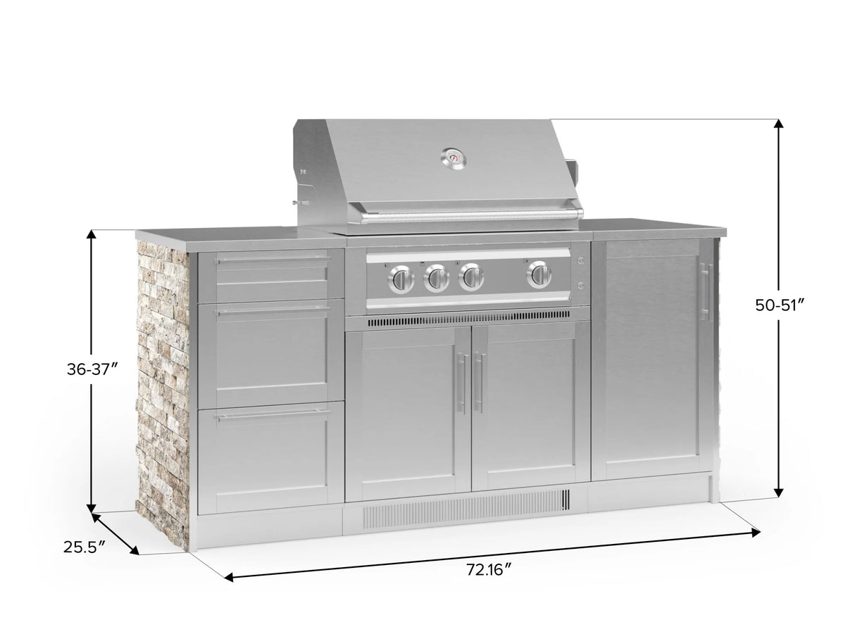 Outdoor Kitchen Signature Series 6 Piece Cabinet Set with Platinum Grill, 3 Drawer, 1 Door and Grill Cabinet