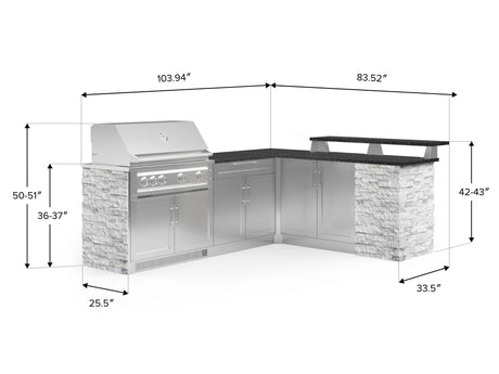 Outdoor Kitchen Signature Series 8 Piece L Shape Cabinet Set with 2 Door, Bar, Platinum Grill and Grill Cabinet