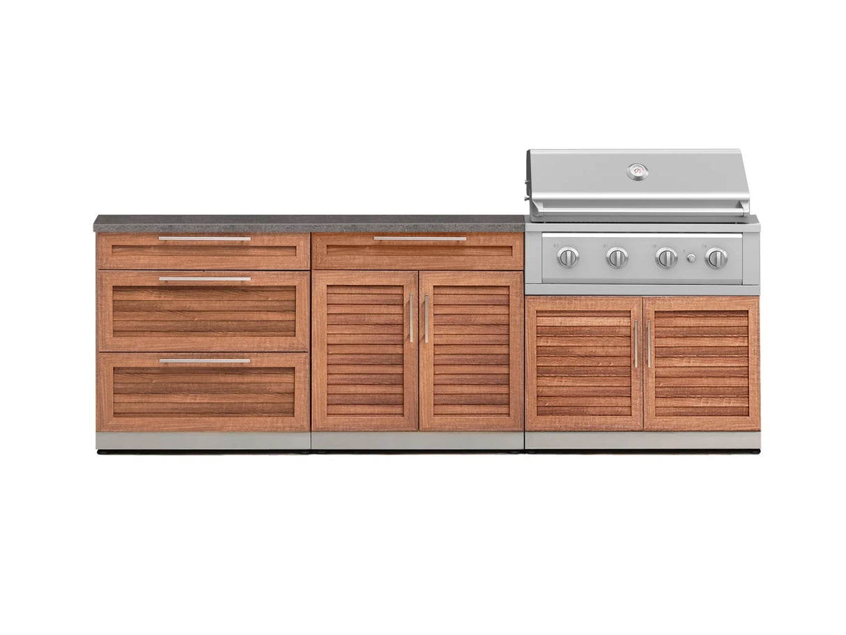 Outdoor Kitchen Stainless-Steel 5 Piece Cabinet Set with 3-Drawer, Bar, Grill Cabinet, Performance Grill and Countertop