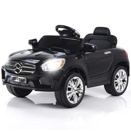 6V Kids Remote Control Battery Powered Riding Car with LED Lights Black