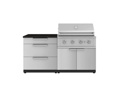 Outdoor Kitchen Stainless-Steel 4 Piece Cabinet Set with 3 Drawer, Grill Cabinet, Performance Grill, and Countertop