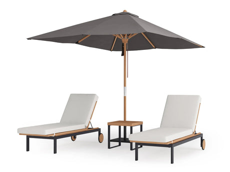 Monterey Chaise Lounge (Set of 2) with Side Table and Umbrella